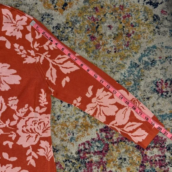 Daniel Rainn Women’s Orange Floral Cardigan Size Small - Picture 11 of 11